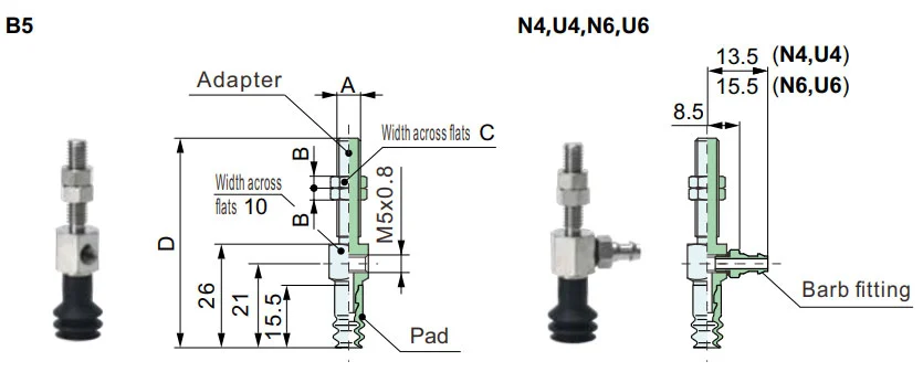 Bellows Without Lock Ring Vacuum Suction Cups Zp2 J